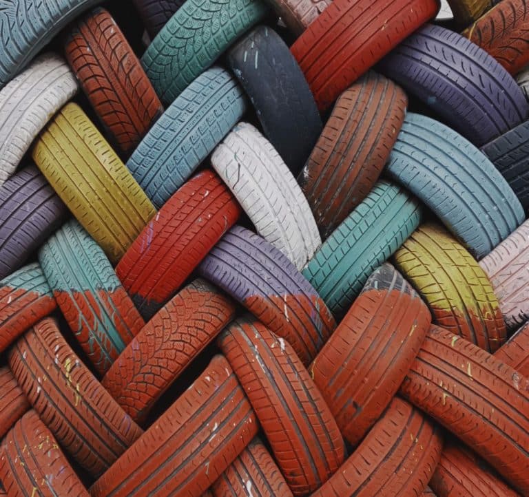 a pattern from colorful tires